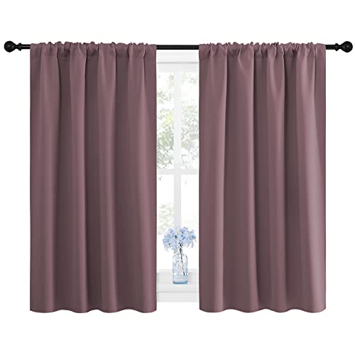 NICETOWN Blackout Curtains for Bedroom & Home, 2 Panels, 42x45 inches, Dry Rose, Thermal Insulated, Rod Pocket, One Pair