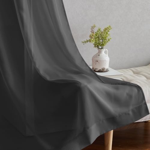 NICETOWN Black Sheer Curtain Panels 54" x 84" - Pack of 2