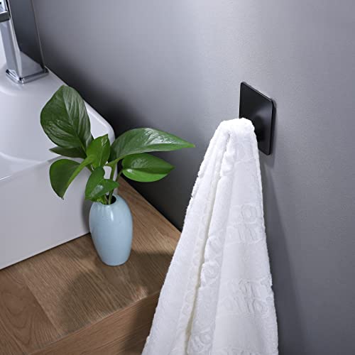 DELITON 26lb Heavy Duty Adhesive Towel Hooks, Matte Black - 4 Pack