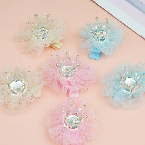 Blue Rhinestone Crown Hair Clips 2pcs Princess Tiara Hair Pins