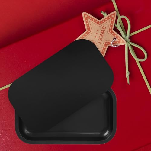 PYSEA Large Black Metal Tray with Magnetic Lid - 10.6 x 6.3 Inch Organizer