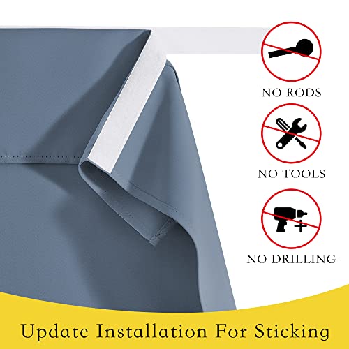 NICETOWN Stone Blue Lockdown Shade 8"W x 36"L - Full Blackout Curtain