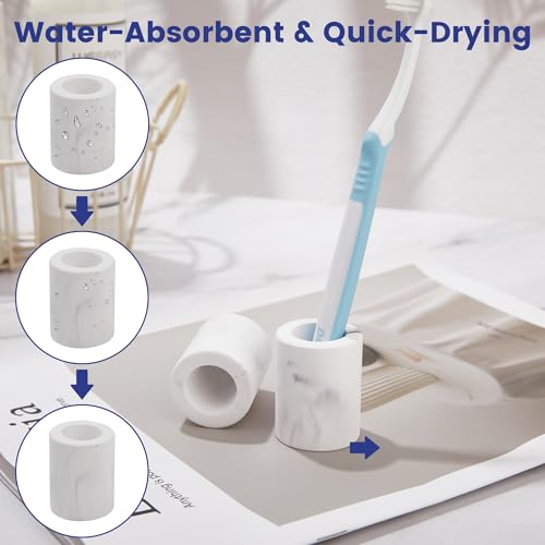 Amviner Mini Diatomite Toothbrush Holder Set - Quick-Dry Stone Organizer