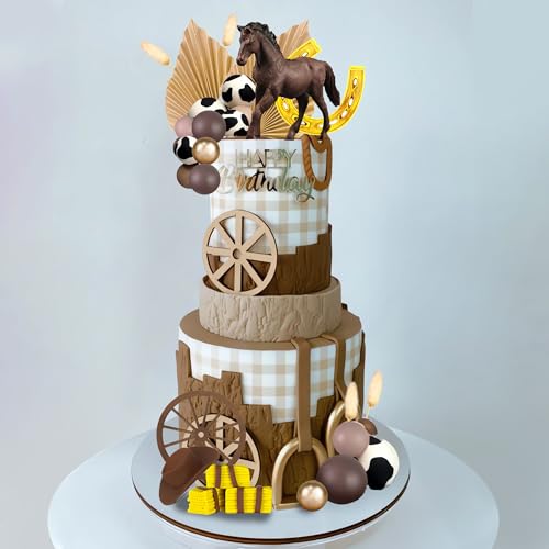 Cowboy Cake Topper Set for Western Horse Birthday Cake Decorations