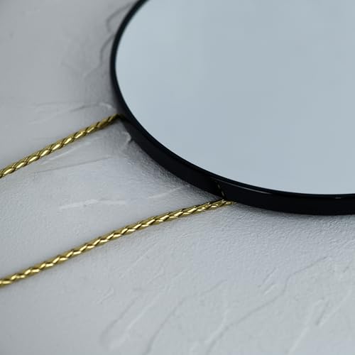 8.66-Inch Round Wall Mirror with Black PVC Frame - Decorative Wall Art