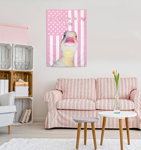 Welcome to My Crib Duck Flag - Pink American Flag Tapestry 2x3 Ft