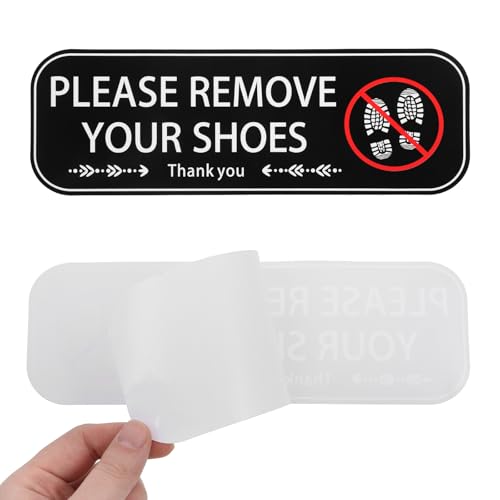 2PCS Please Remove Shoes Sign - Self-Adhesive No Shoes Sticker for Home & Office Entrance