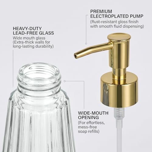 Clear Glass Soap Dispenser with Gold Pump - 11 fl oz