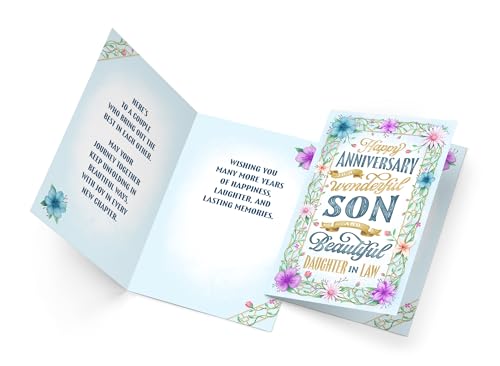 Son & Daughter-in-Law Anniversary Card - Premium 5x7.75 Greeting Card