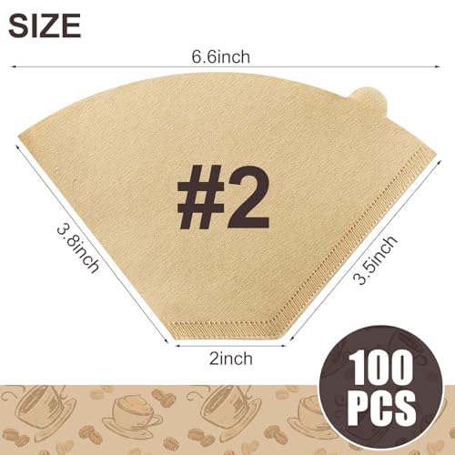 #2 Unbleached Coffee Filters - 100 Count, Natural Wood Pulp
