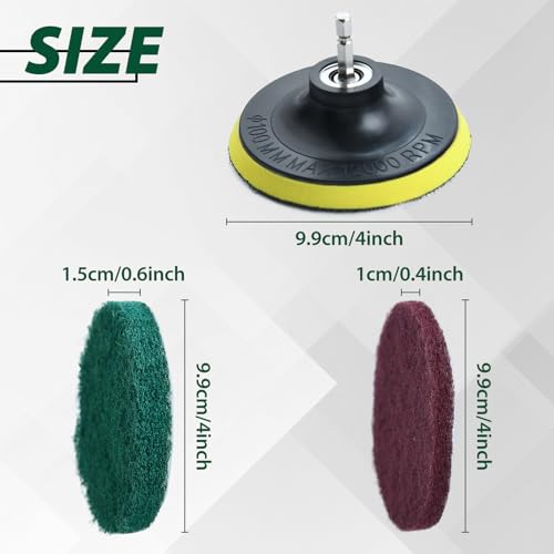 LEONTOOL 4-Inch Drill Powered Scouring Pad Cleaning Kit for Tile and Tub