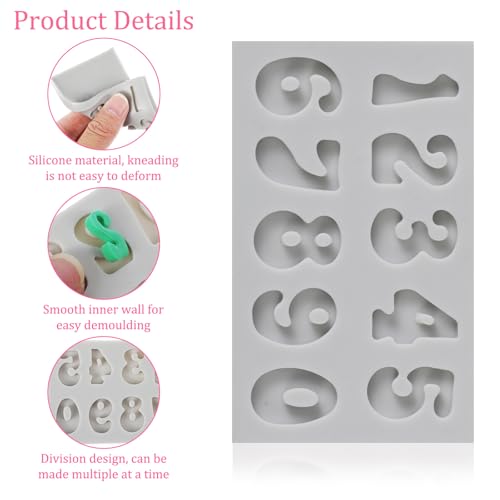 Guduling 4-Piece Silicone Number Molds for Chocolate, Fondant, and Candy