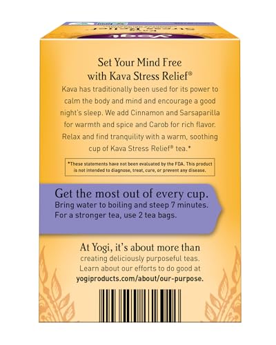 Yogi Kava Stress Relief Tea Cinnamon - 16 Count Organic Herbal Infusion