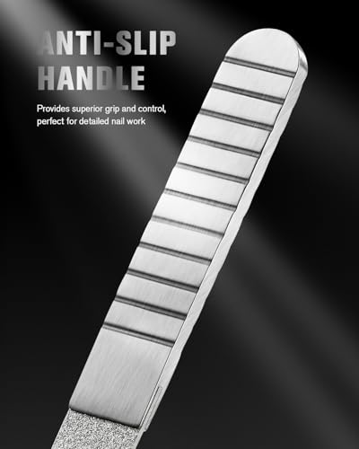 FERYES Stainless Steel Double-Sided Nail File with Anti-Slip Handle