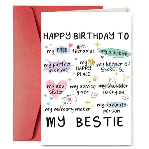 Funny Birthday Card for Best Friend & Sister - 8x5.3in