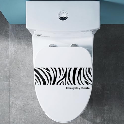 PineHaven C Watercolor Striped Zebra Toilet Seat Stickers - Waterproof, Removable Bathroom Decor