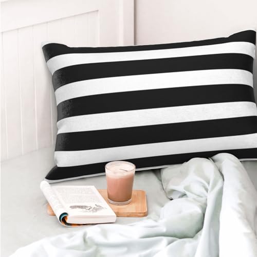Black and White Stripe Throw Pillow Covers 12x20 in (Set of 2)