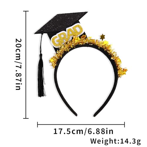 Ecuupas Class of 2025 Graduation Cap Headband with Tassel and Gold Ribbon