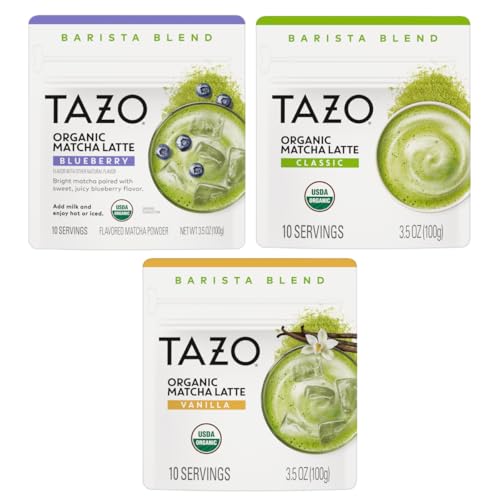 TAZO Organic Matcha Latte Powder Variety Pack, 3.5oz Pouches (Pack of 3)