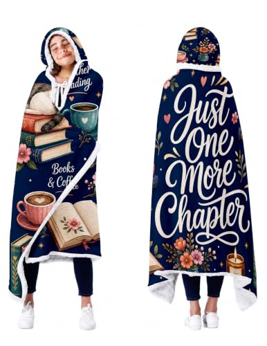 Reading Cat Wearable Blanket for Book Lovers - Cozy Hoodie Throw