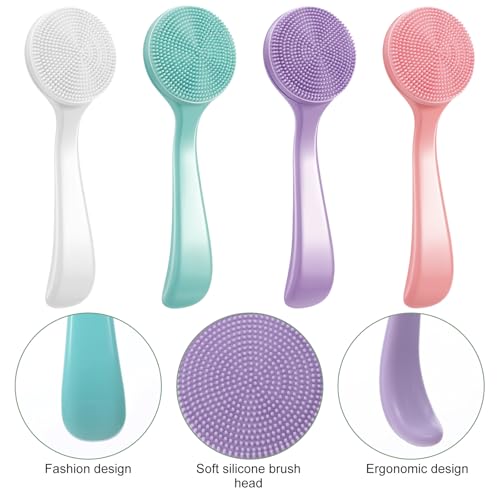 Shimmeroo 4-Piece Silicone Face Cleanser Brush Set for Deep Pore Cleansing