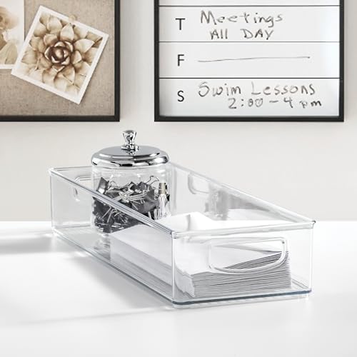 iDesign Slim Extra Long Clear Storage Bin, Stackable Pantry Organizer, 2-Pack