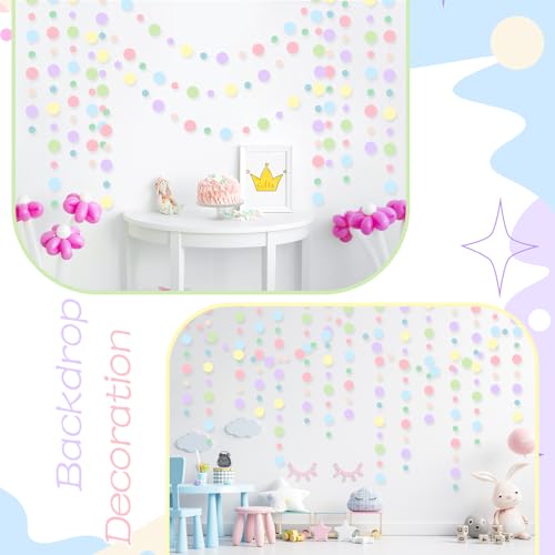 Outus Pastel Circle Garland Banners, 5-Piece Paper Hanging Streamer Set