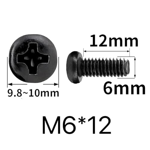 M6 x 12mm Black TV Monitor Mounting Screws - 50 PCS Set