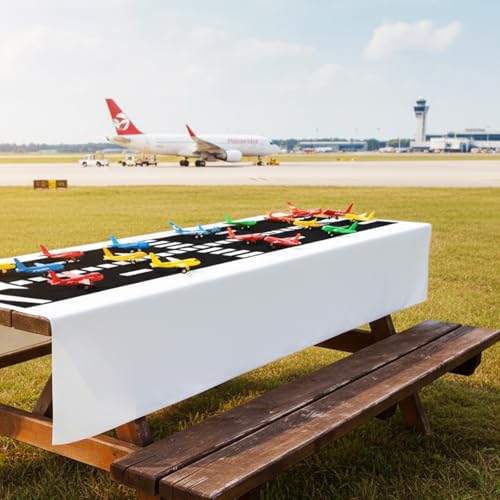 Classic Airplane Runway Table Runner - 2 x 10 ft Aviation Rug