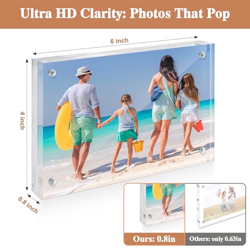 4x6 Double Sided Magnetic Acrylic Picture Frame - Clear Desktop Display