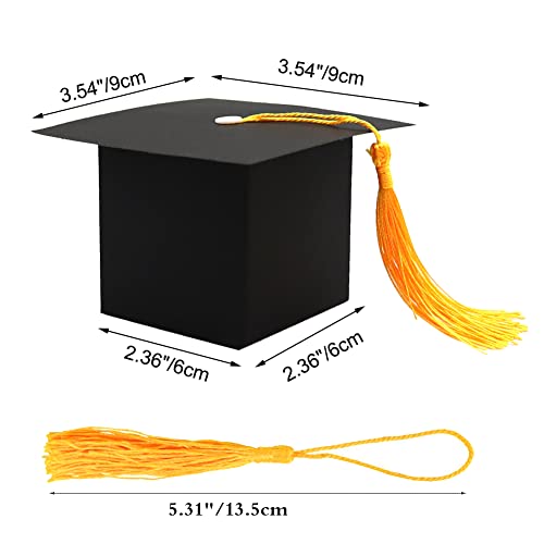 10Pcs Graduation Gift Boxes - Black Grad Cap Candy Boxes