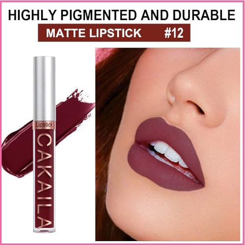 CAKAILA Dark Purple Matte Liquid Lipstick Long Lasting Waterproof