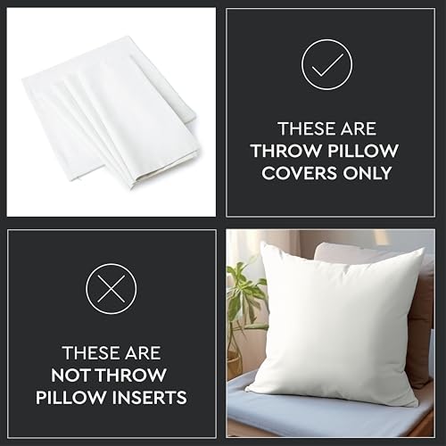 Encasa XO 18x18 Cotton Throw Pillow Covers (Pack of 2) - White