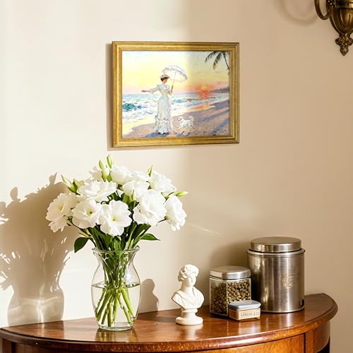upsimples 8.5x11 Vintage Gold Picture Frame for Wall or Tabletop Display
