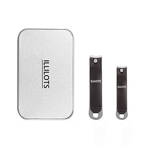 ILLILOTS Professional Nail Clipper Set with Tin Case and Built-in Nail File