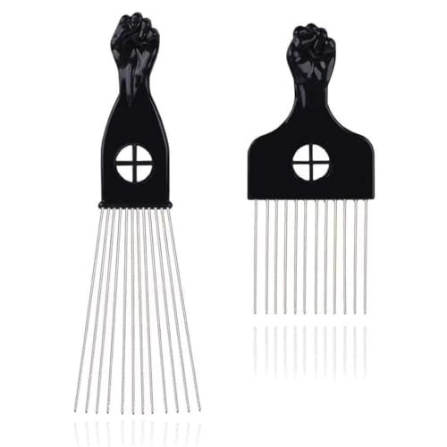 Supaze Metal Teeth Afro Hair Pick Comb 3-Piece Set for Curly Hair