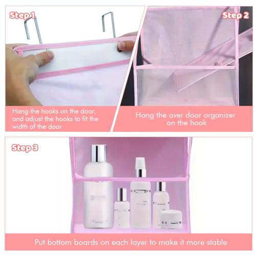Over The Door Closet Organizer with 4 Shelves & Hooks - Pink
