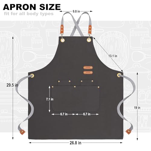 BeLuyi Black Chef Apron with Cross Back Straps & 4 Pockets