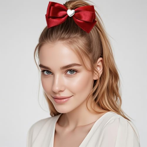 AddLotLot 4 PCS Fabric Bow Hair Clips Black & Red Hair Barrettes