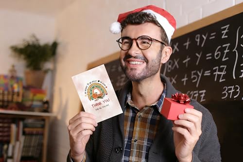 JUESMOS Teacher Christmas Card with Envelope, Thank You Greeting Card