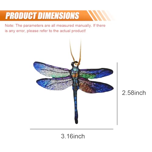 Dragonfly Rear View Mirror Charm - Acrylic Car Pendant Ornament