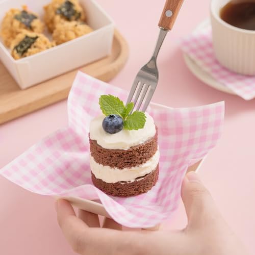 Pink Checkered Waxed Deli Paper Sheets 7x7in for Sandwiches & Burgers - 100pcs Neyimqr