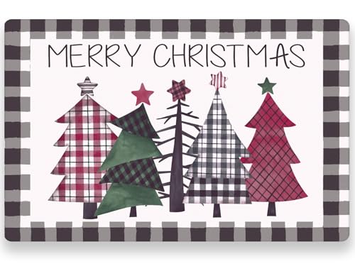Disposable Christmas Tree Checkered Placemats Set - Black White Grid, 50 Sheets