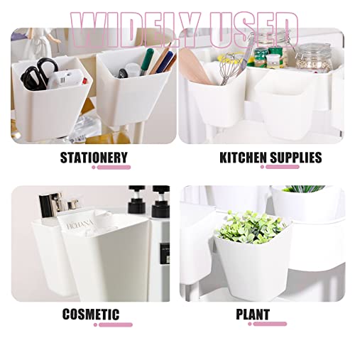 FMOACEN 6-Pack Hanging Cup Holder for Rolling Cart - White Storage Basket