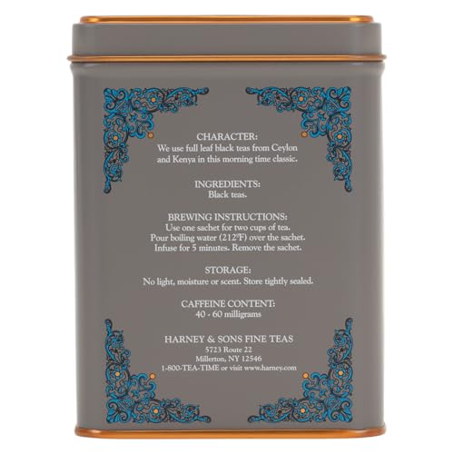 Harney & Sons English Breakfast Tea - Caffeinated Black Tea, 20 Sachets