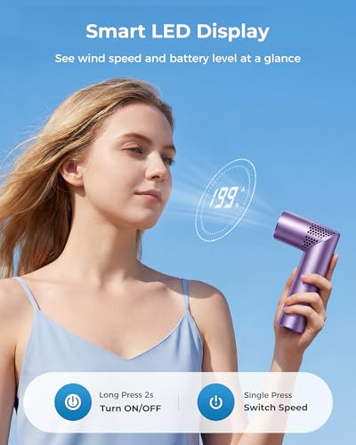 MEIIS Purple High Speed Handheld Fan, 20000RPM, 199 Speeds