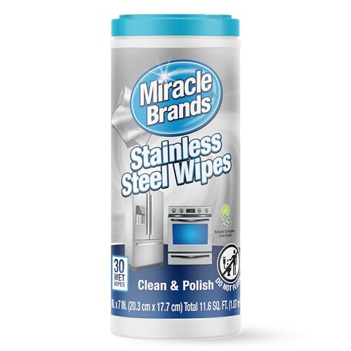 MiracleWipes for Stainless Steel - 30 Count Kitchen Appliance Cleaner & Polisher