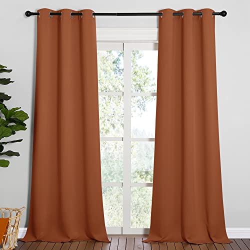 NICETOWN Burnt Orange Blackout Curtains - 42" W x 90" L, 2 Panels