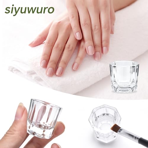 2-Piece Clear Glass Nail Art Dappen Dish Cups for Acrylic Liquid and Powder