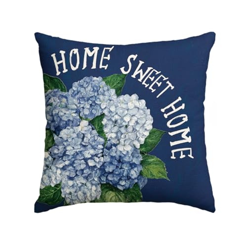 AVOIN colorlife Hydrangea Floral Throw Pillow Cover, 18 x 18 Inch Spring Case